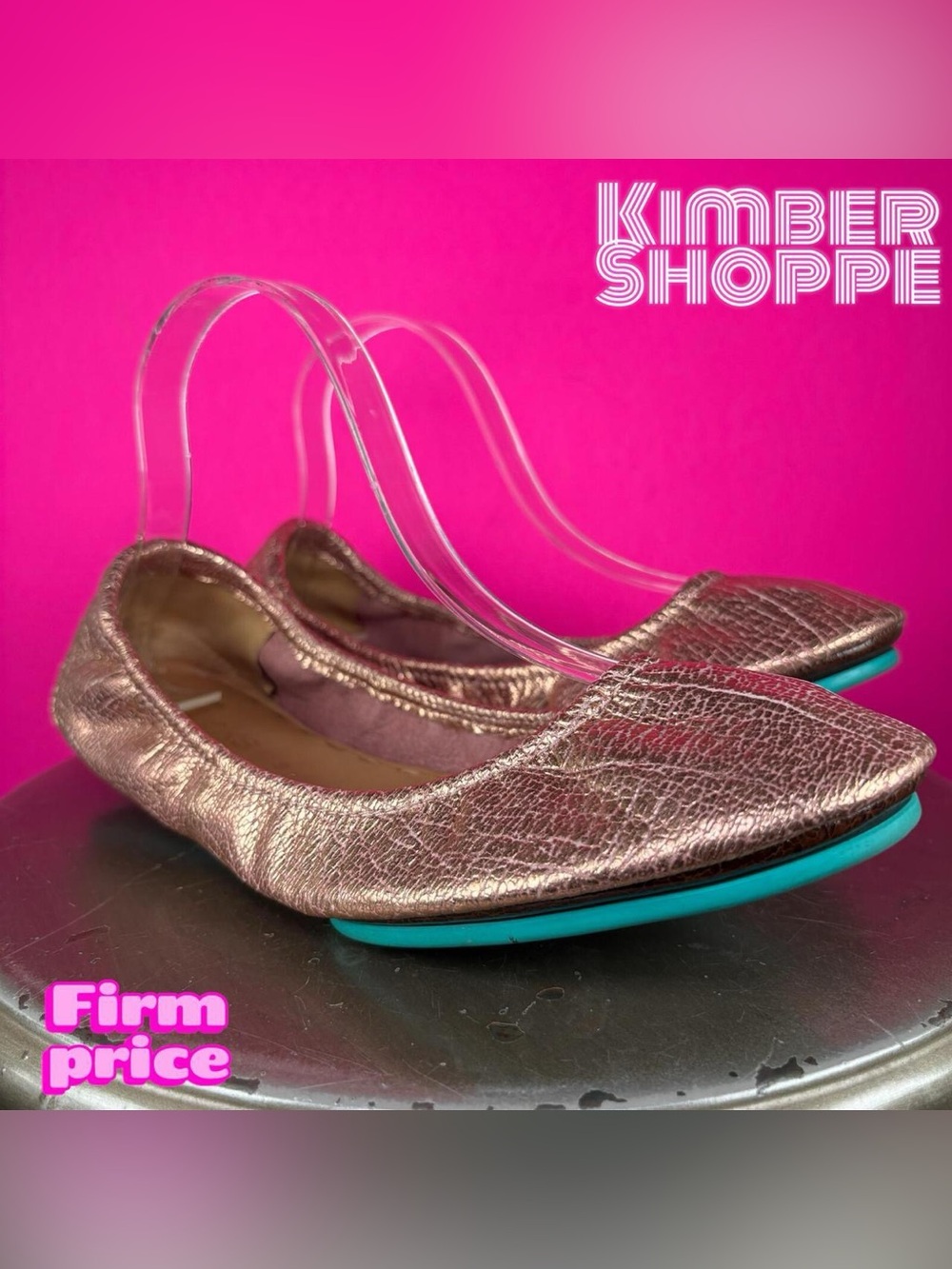 Tieks Rose Gold Glam Metallic Leather Ballet Flat US 9 UK 6.5 EU 39.5